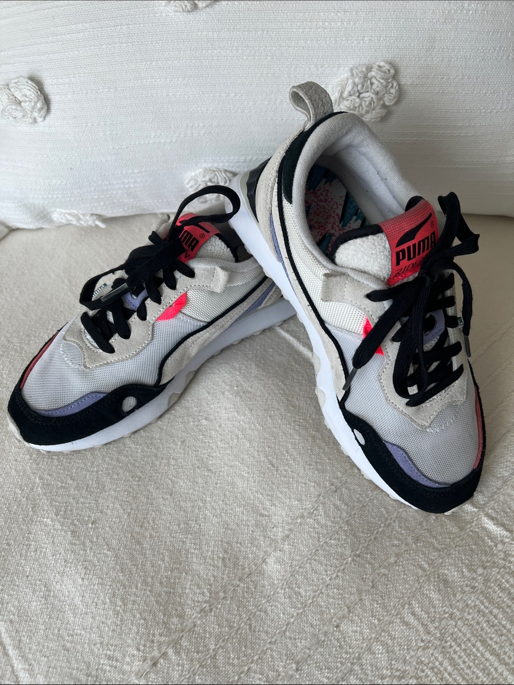 Puma Rider FV Women’s White, Black and Pink Athletic Sneakers